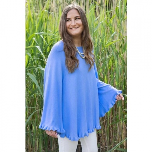 Cornflower Blue, Sleeve Style, Talia Frill Poncho  by Hilly Horton Home